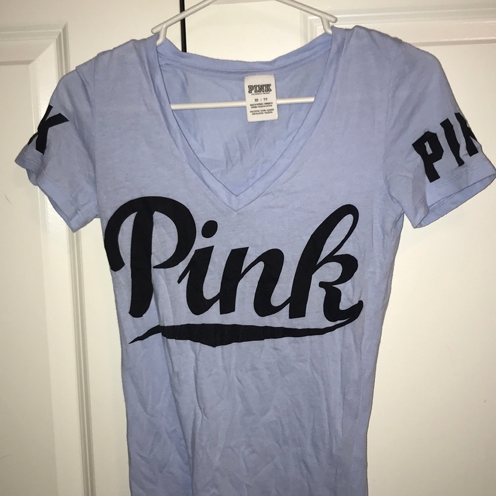 Light Blue Pink Logo Tee